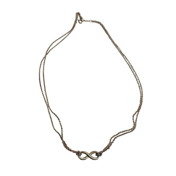 Tiffany & Co Infinity Double Chain Pendant and Necklace in Sterling 16" Chain - Picture 5 of 15